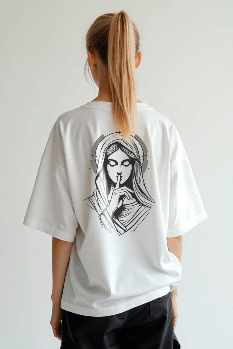 Camisa Oversized Silêncio de Maria - Hace | Moda Cristã